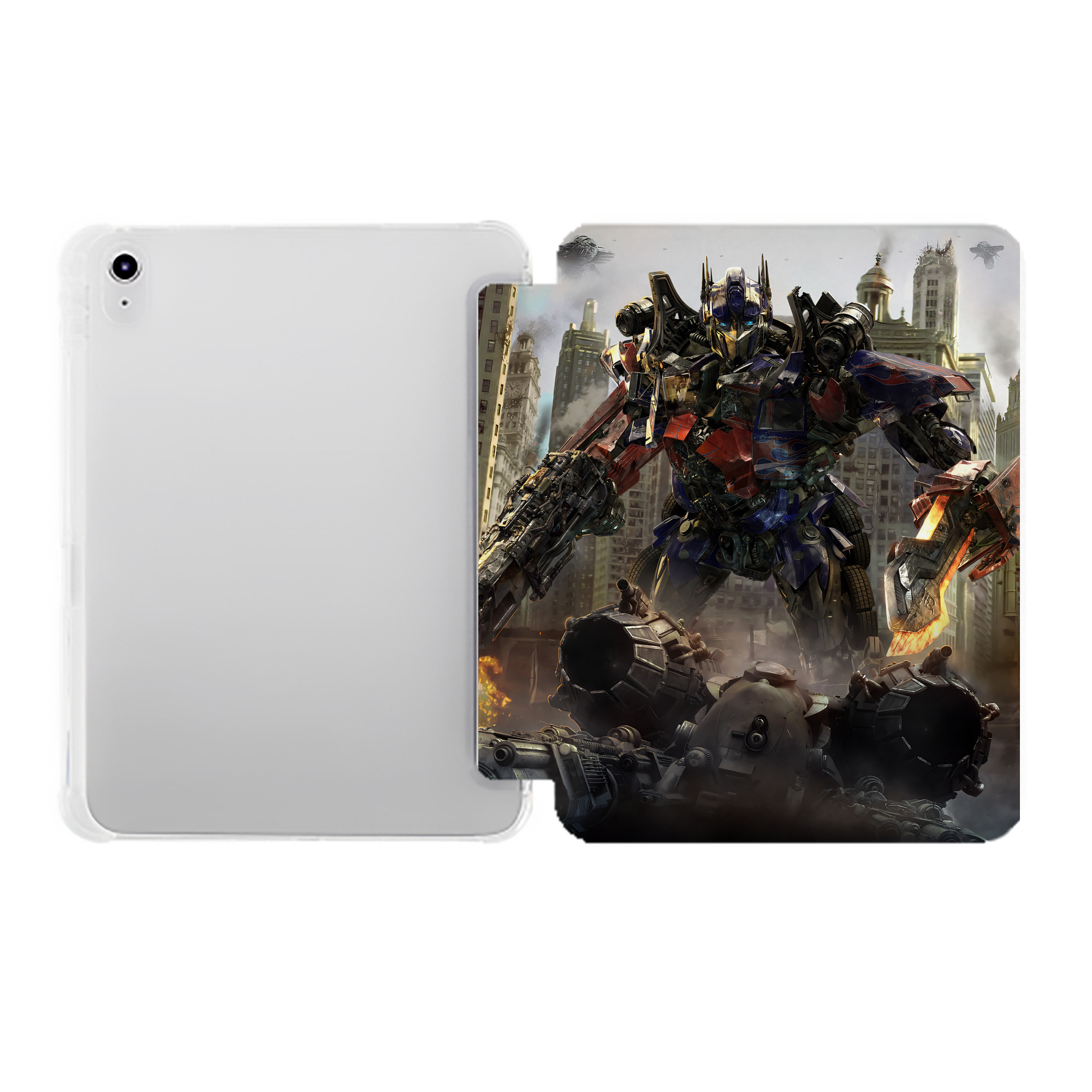 （画像用） Transformers トランスフォーマー IPad ケース ペン収納付き 三つ折りスタンド PUレザー×シリコン 対応機種9.5/10.5/10.9インチ